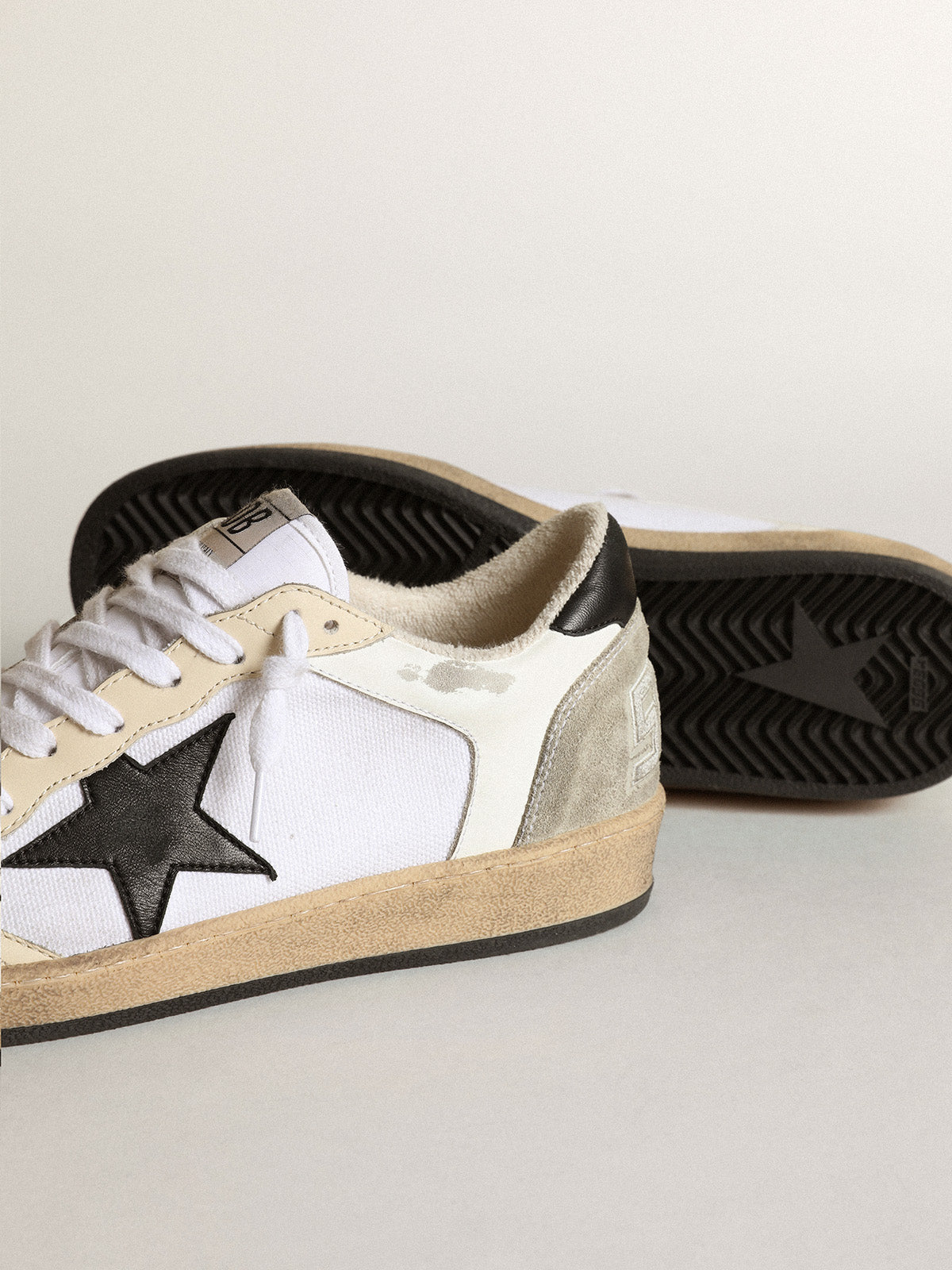 Women's Ball Star in white canvas and leather with black star| Golden Goose