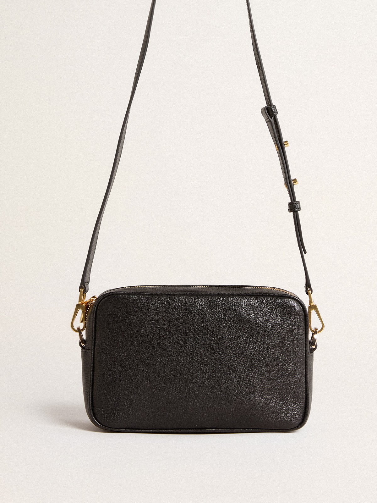 Star Bag in black leather with tone-on-tone star| Golden Goose