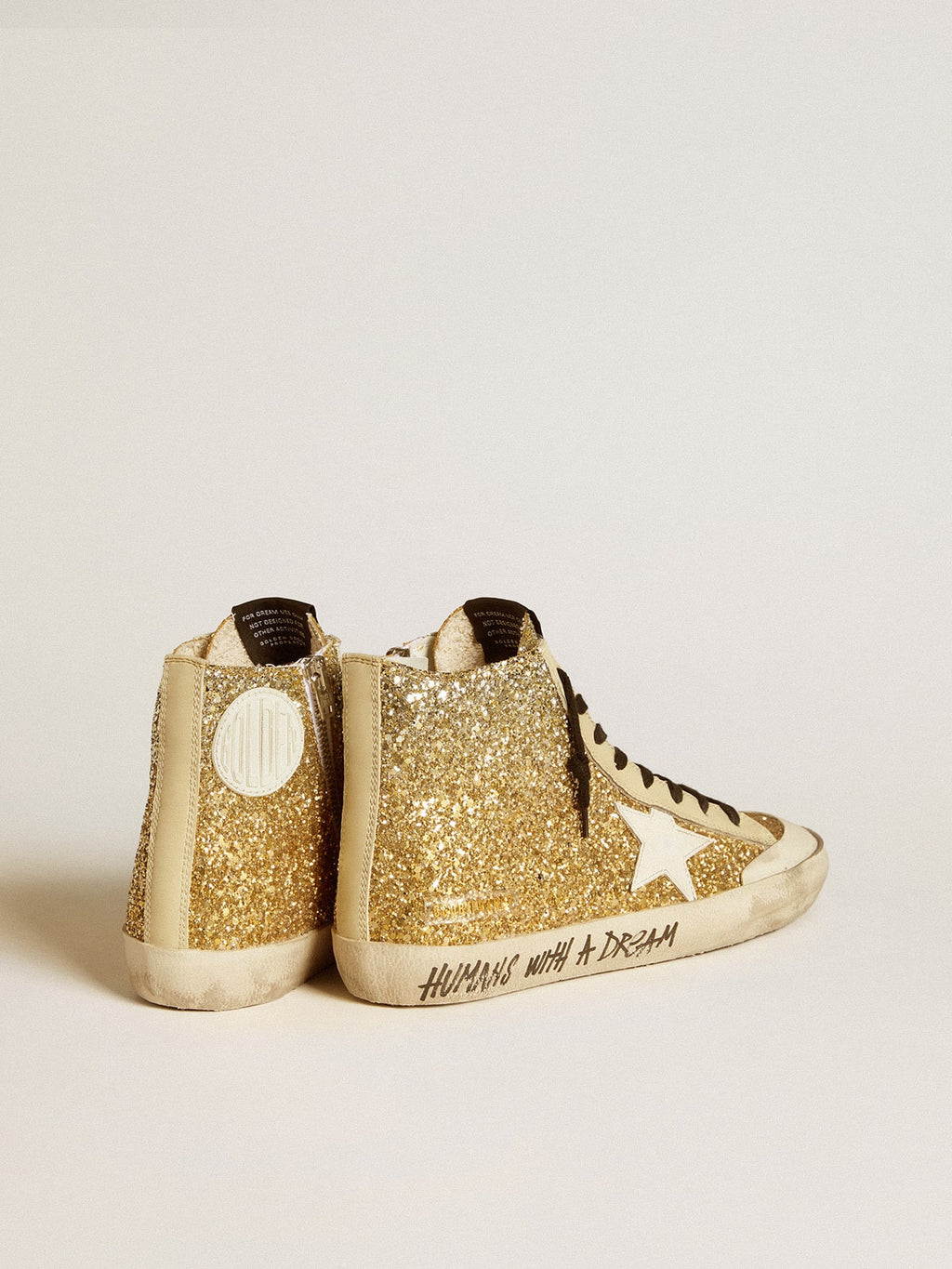 Francy Penstar in gold glitter with white leather star| Golden Goose