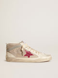 Mid Star in suede with fuchsia glitter star and gray leather flash| Golden Goose