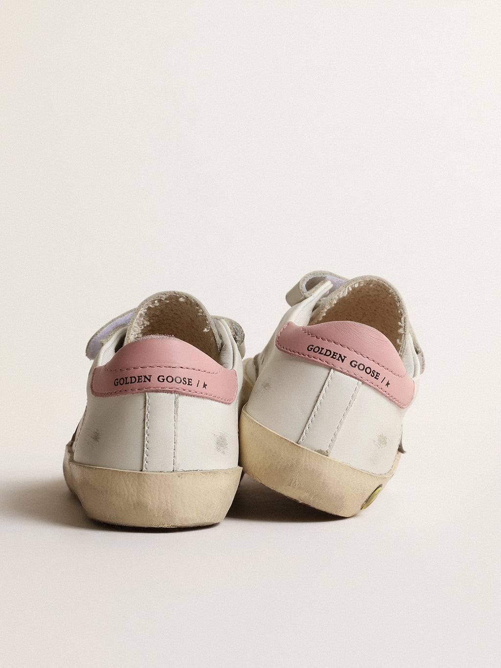 Old School Young with metallic leather star and pink heel tab| Golden Goose