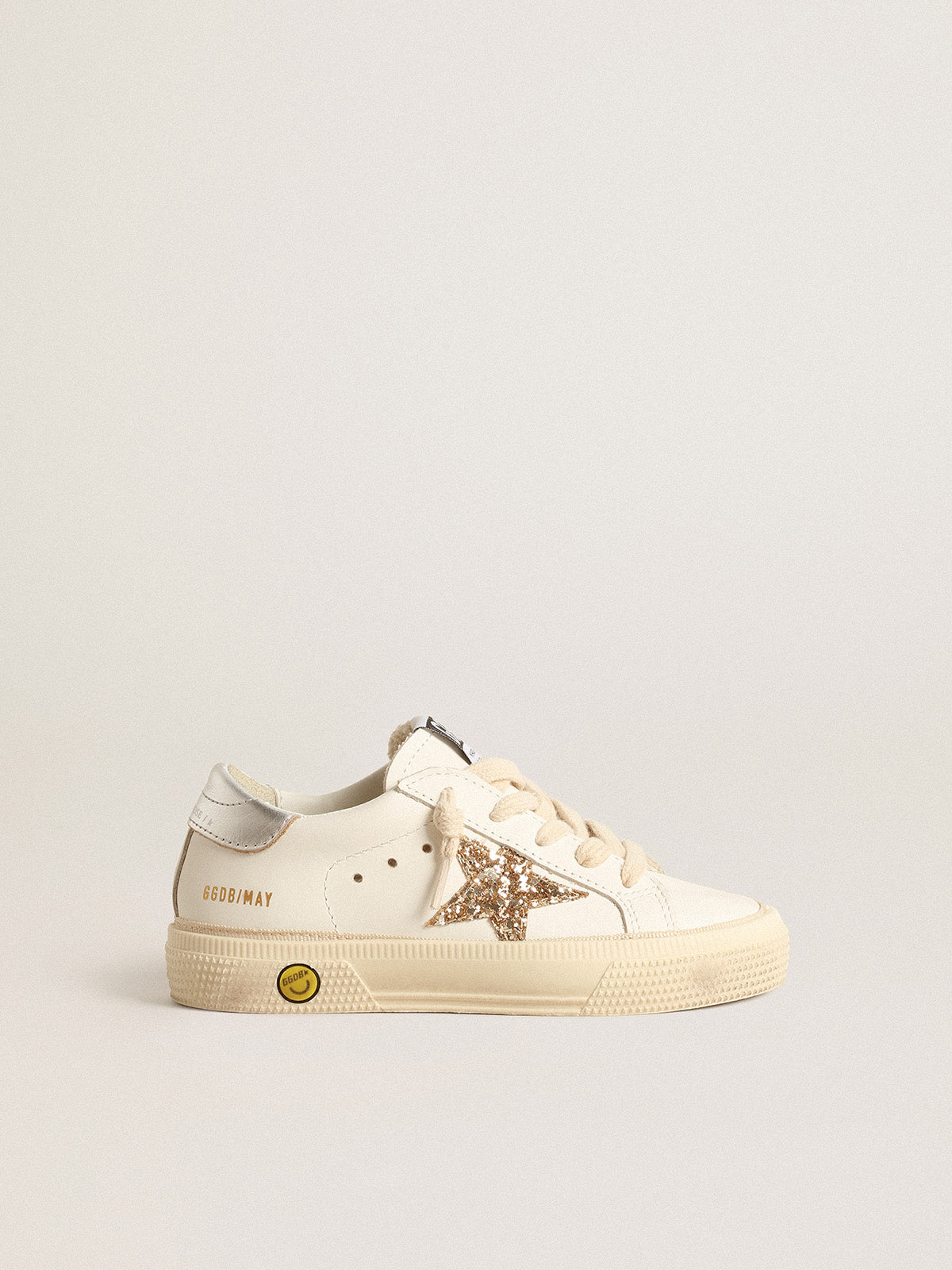 May Young with gold glitter star and metallic leather heel tab| Golden Goose
