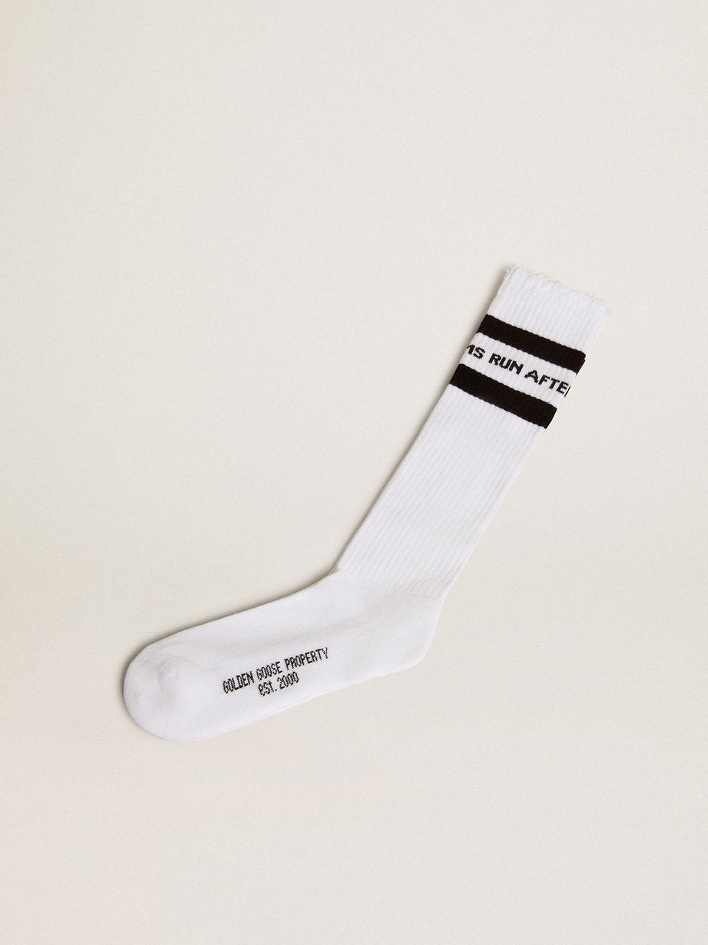 Cotton socks with distressed finishes, knee-high effect| Golden Goose
