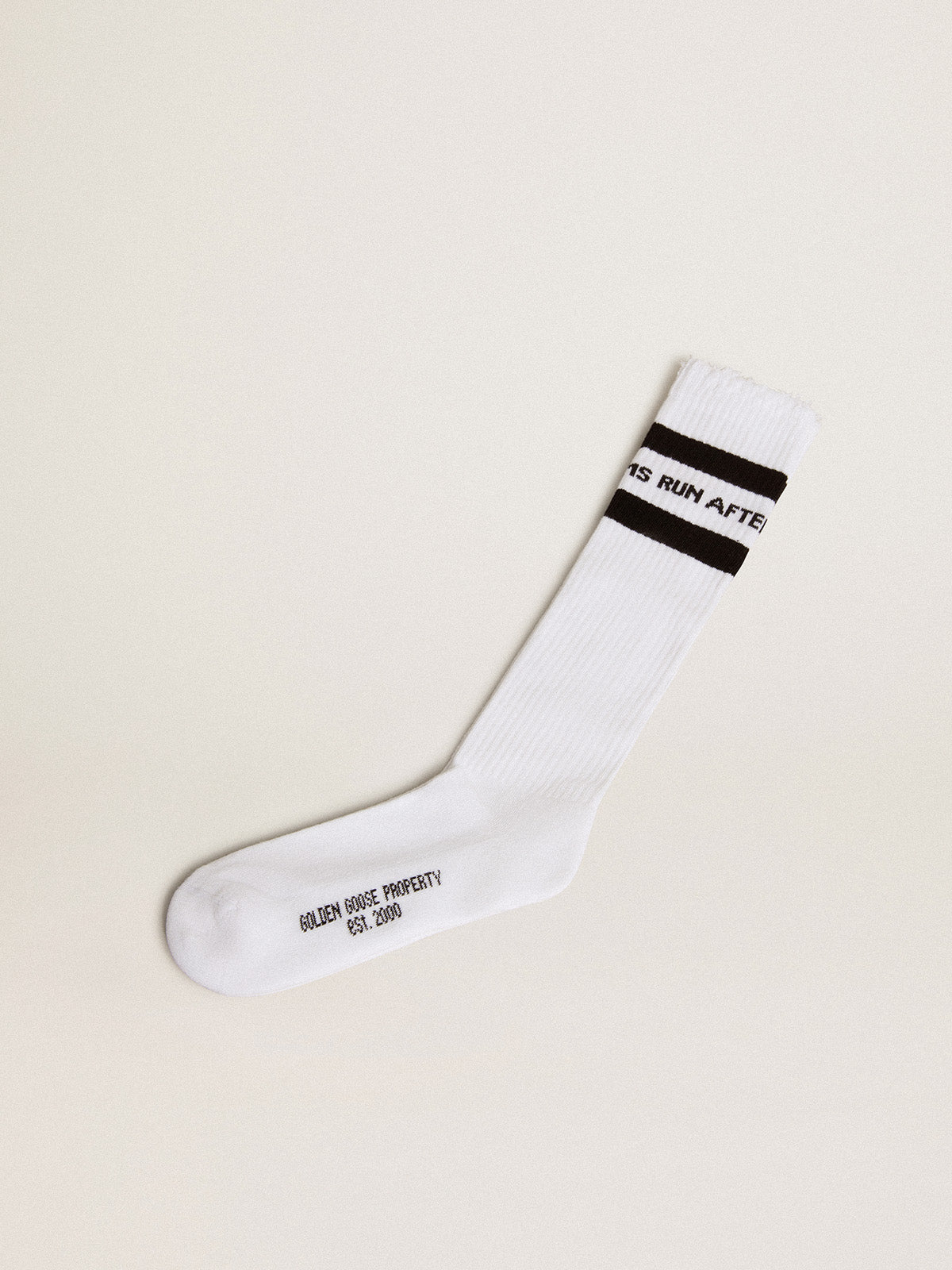 Cotton socks with distressed finishes, knee-high effect| Golden Goose