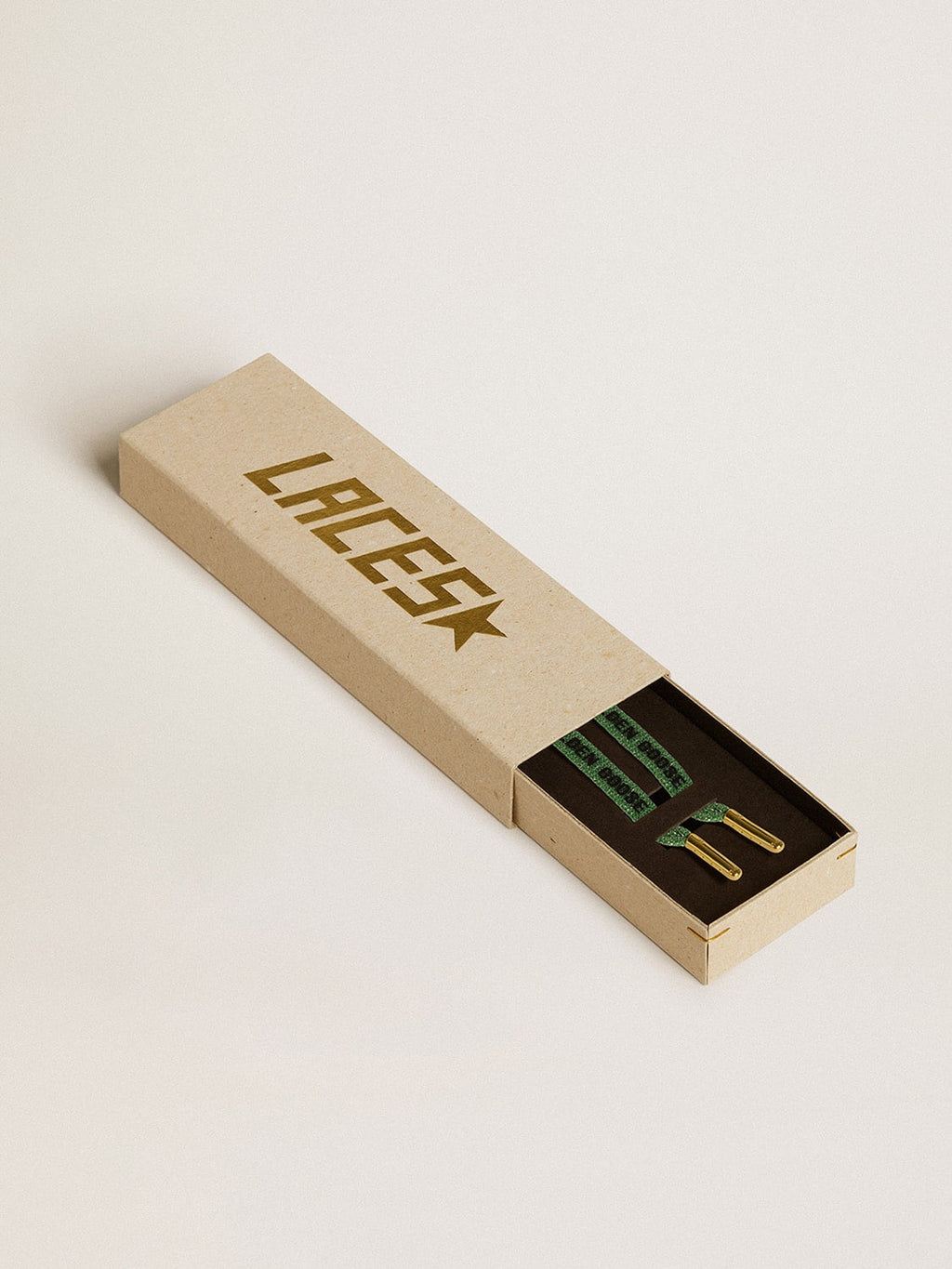 Aqua-green Lurex laces with contrasting black logo| Golden Goose