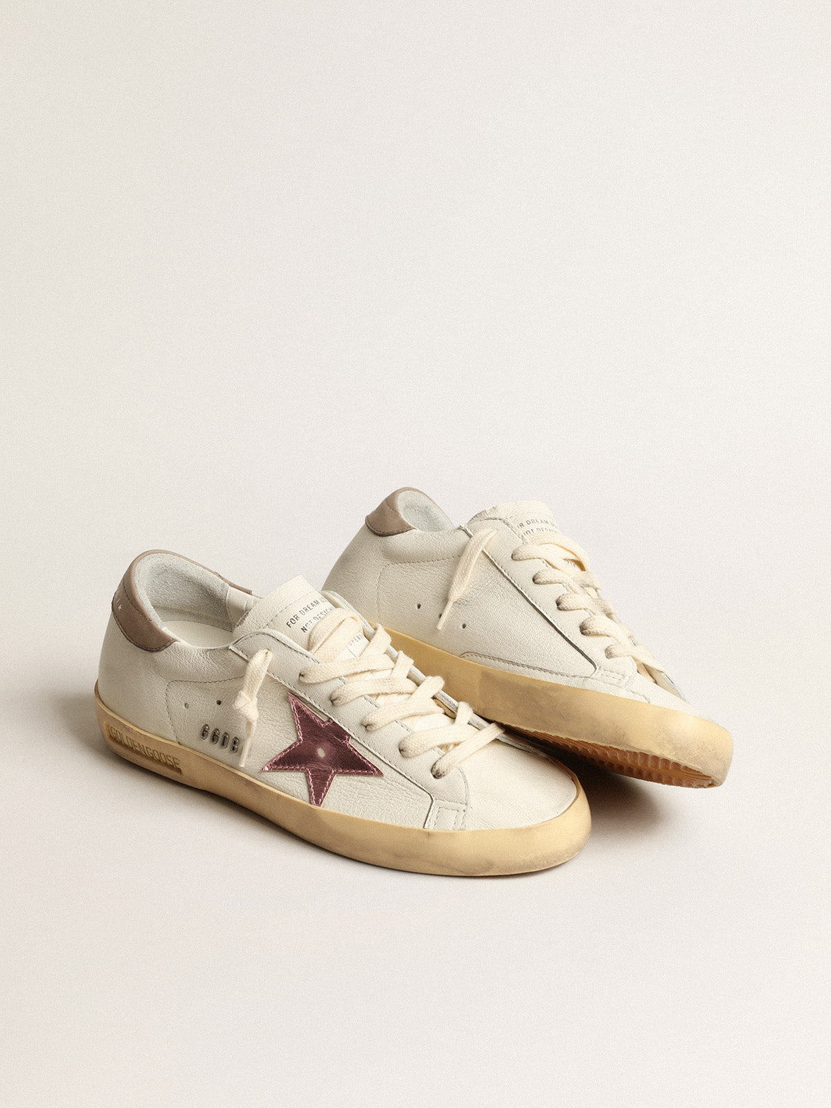 Super-Star in white nappa with pink metallic leather star| Golden Goose