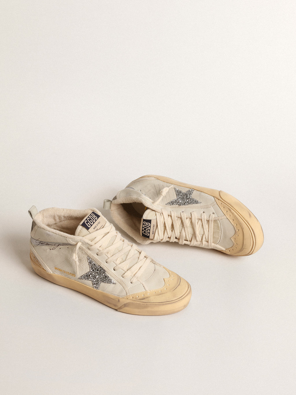 Mid Star LTD with glitter star and metallic leather flash| Golden Goose