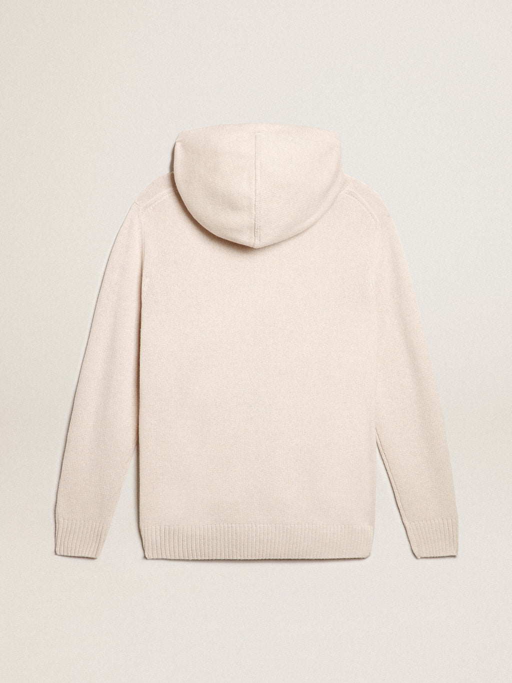Men's white cashmere blend sweatshirt with hood| Golden Goose
