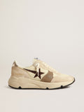 Running Sole LTD in cream nylon and suede with a glitter star| Golden Goose