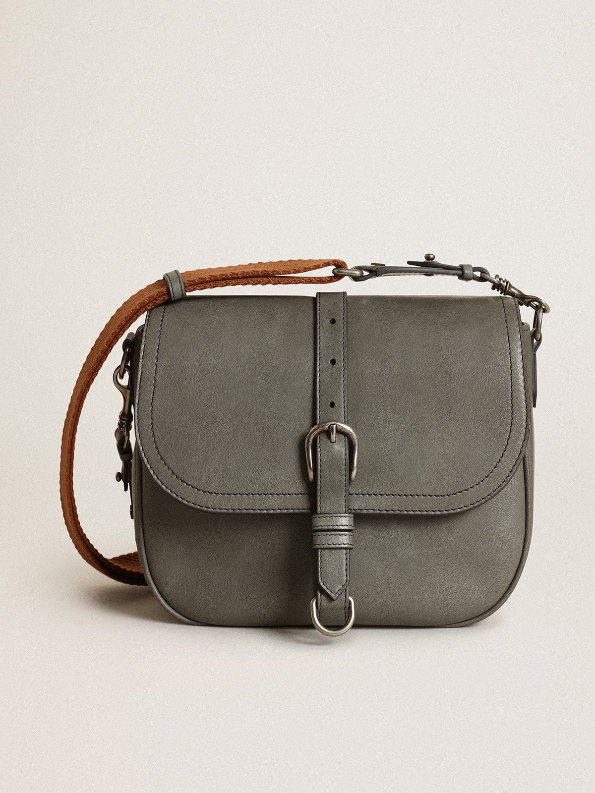 Women's Francis Bag medium in stone gray leather| Golden Goose