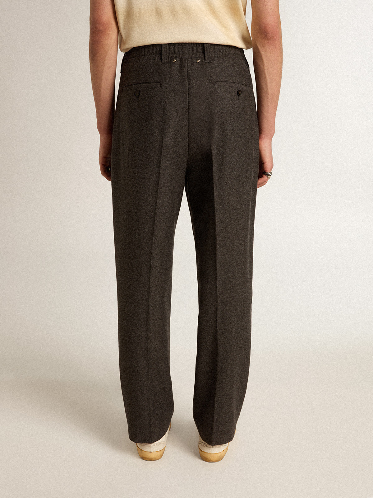 Pants in dark gray wool flannel| Golden Goose