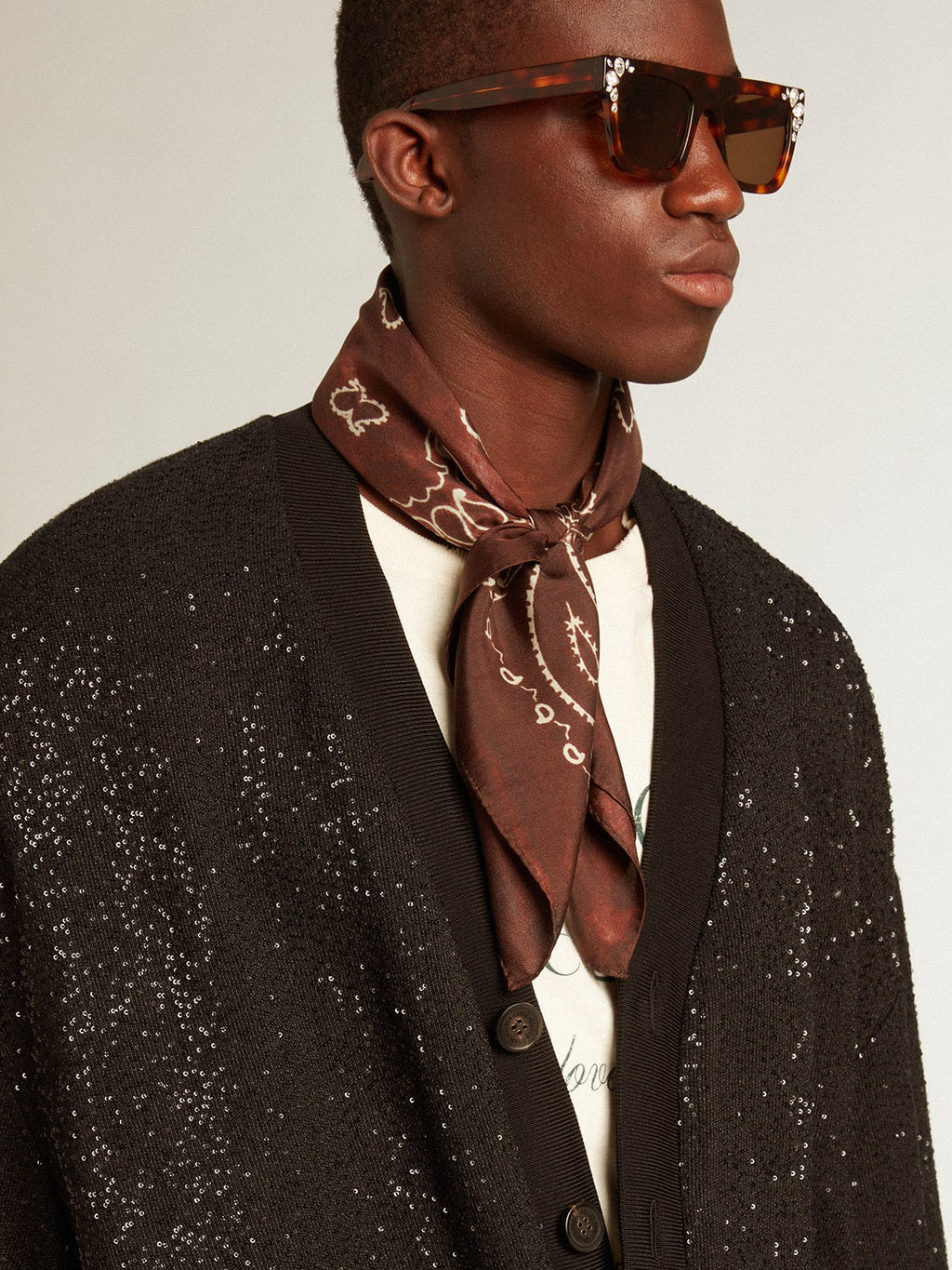 Men's black sequined cardigan-jacket