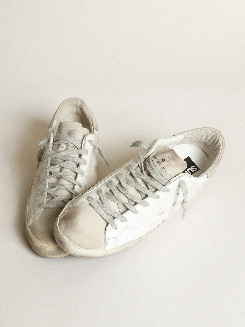 Men's Super-Star with perforated star and ice-gray heel tab| Golden Goose