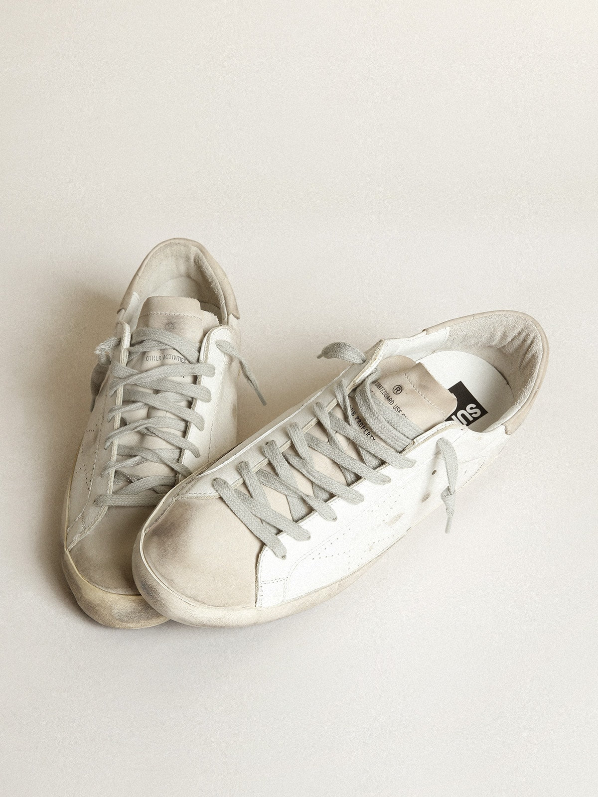 Men's Super-Star with perforated star and ice-gray heel tab| Golden Goose
