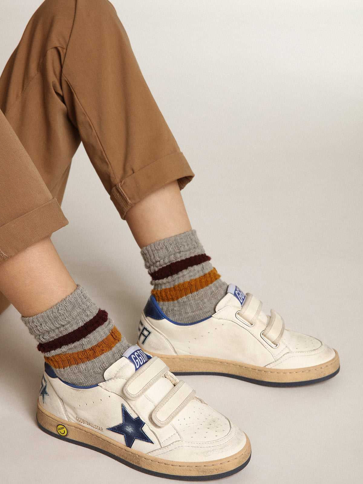Ball Star Young with blue metallic leather star and heel tab| Golden Goose
