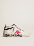 Mid Star with a pink laminated leather star and black flash| Golden Goose