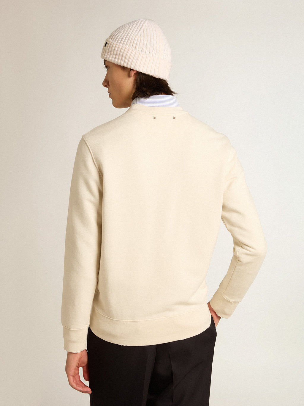 Aged white cotton sweatshirt| Golden Goose