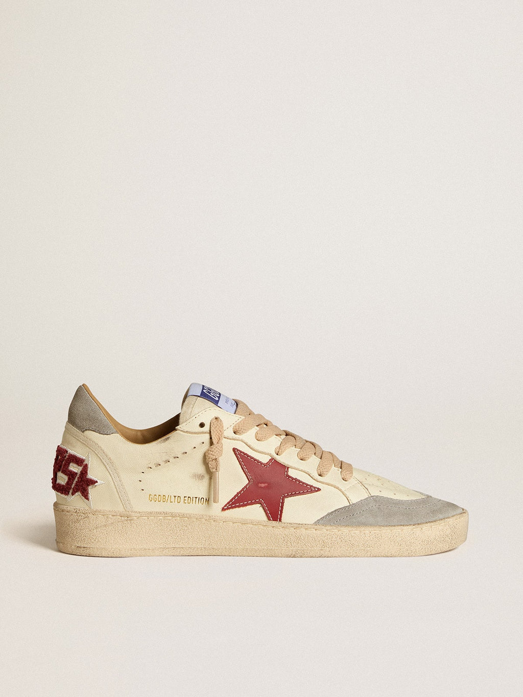 Ball Star LTD in nappa with leather star and silver suede heel tab| Golden Goose