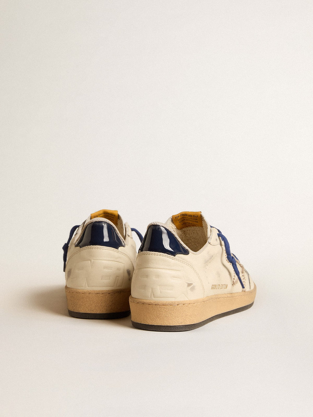 Ball Star LTD with embroidered star and blue patent leather heel tab| Golden Goose