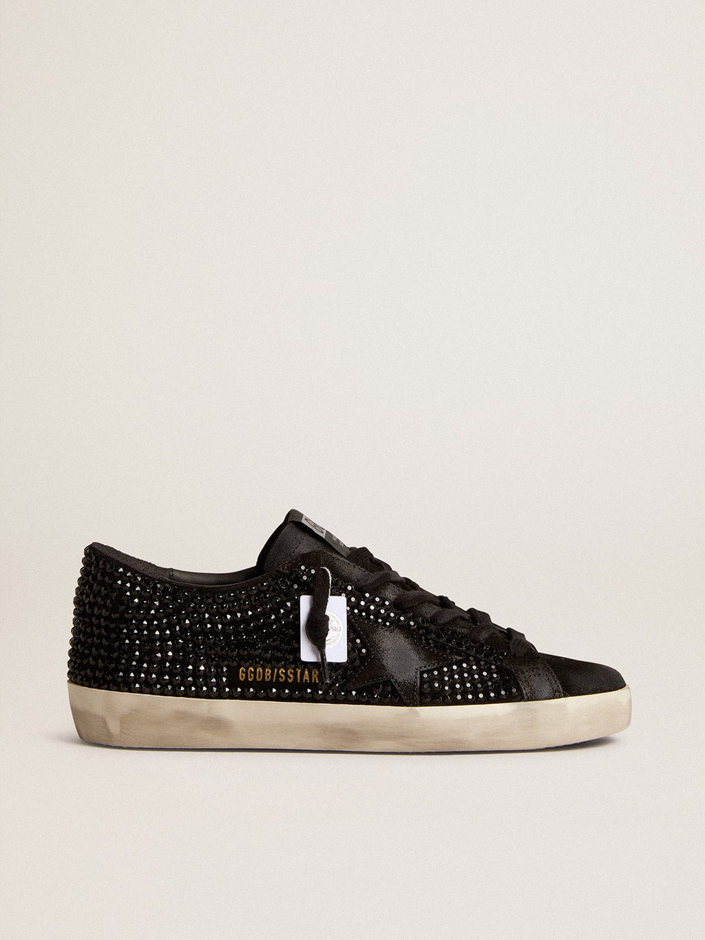 Super-Star in black suede with Swarovski crystals and black suede star| Golden Goose