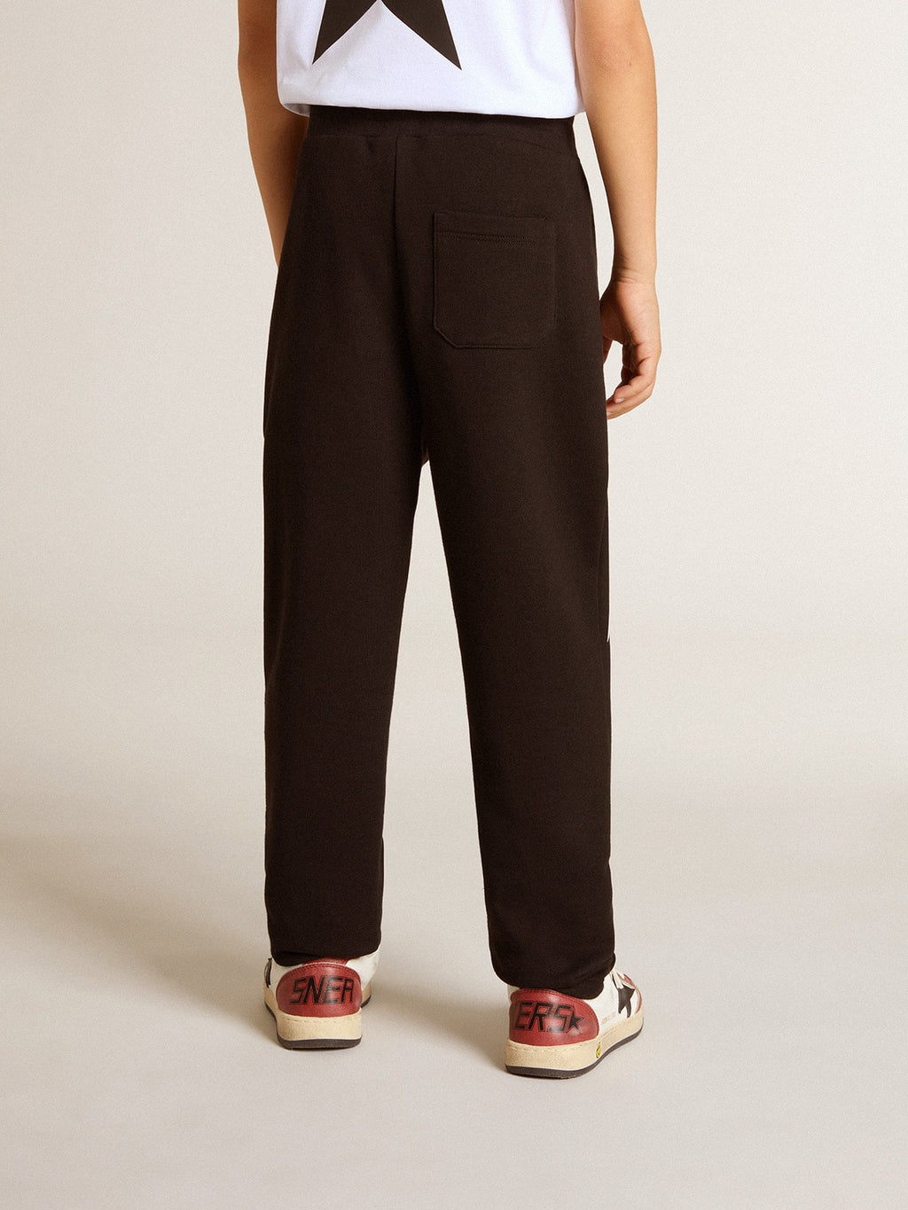 Boys' black joggers with white stars| Golden Goose