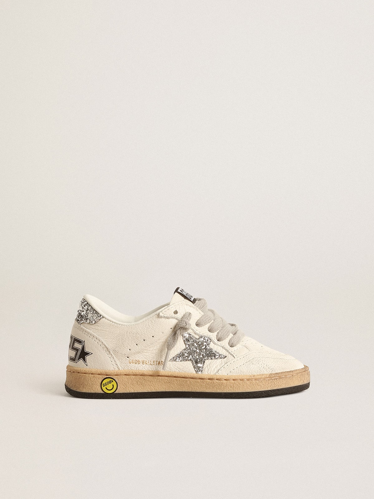 Ball Star Young in nappa with silver glitter star and heel tab| Golden Goose