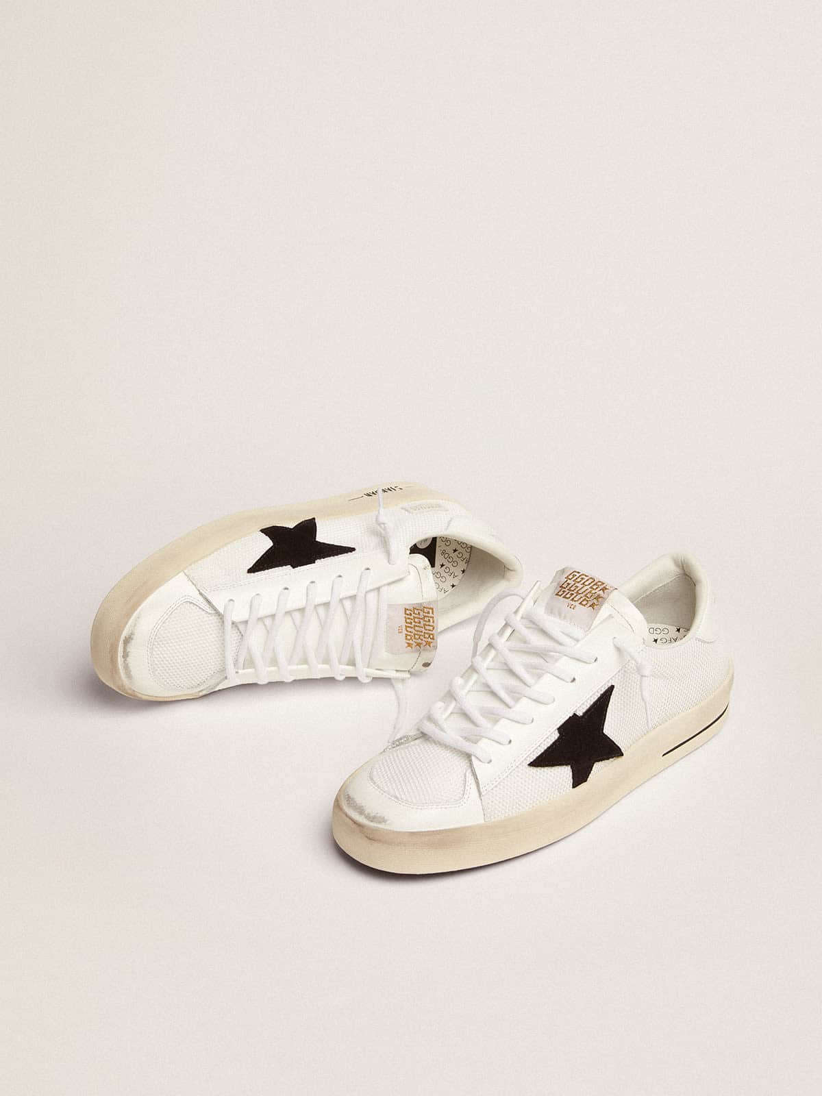 Stardan with white leather and mesh inserts and black suede star| Golden Goose
