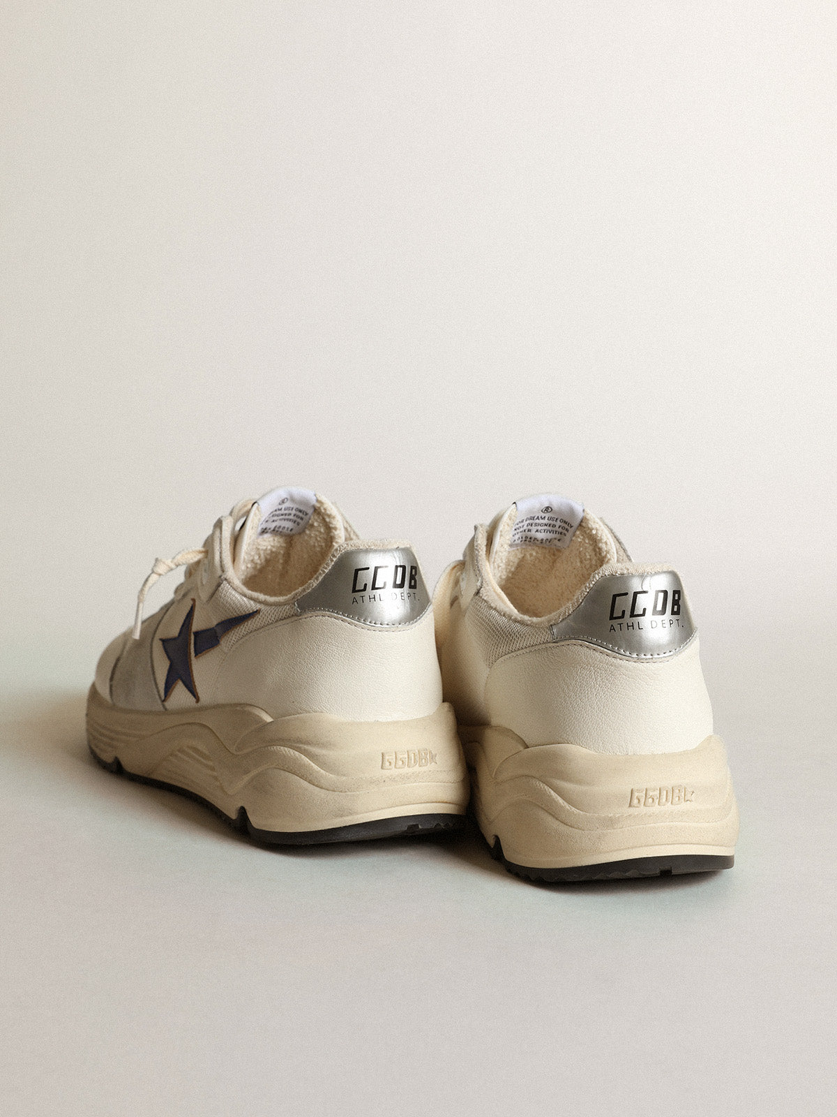 Running Sole in white mesh and nappa leather with a blue star| Golden Goose
