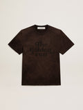 Anthracite cotton T-shirt with lettering on the front| Golden Goose