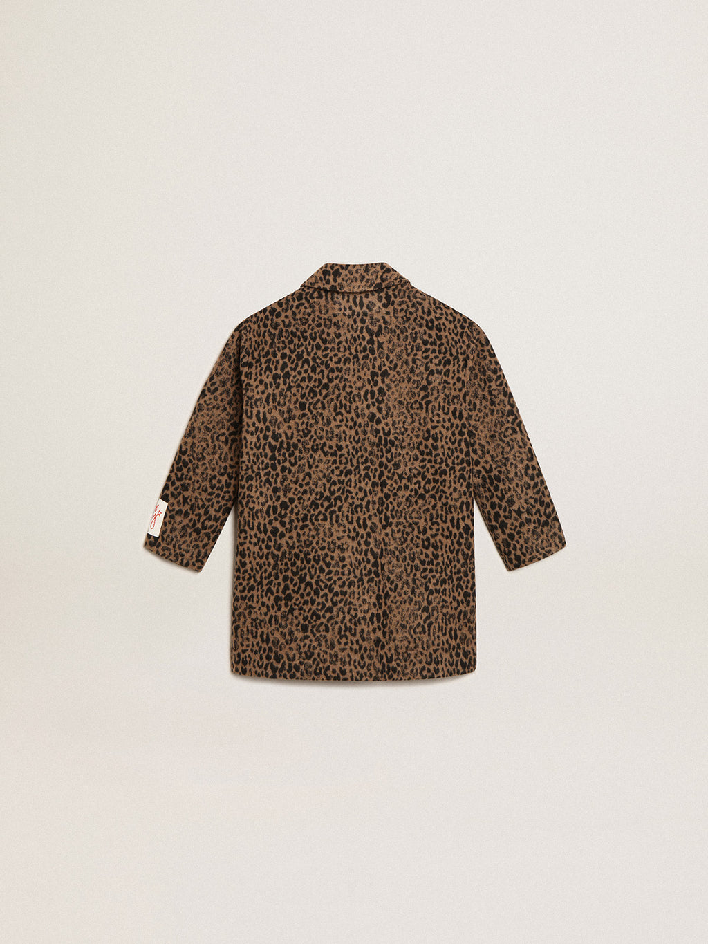 Girls' single-breasted coat in wool with jacquard animal print| Golden Goose
