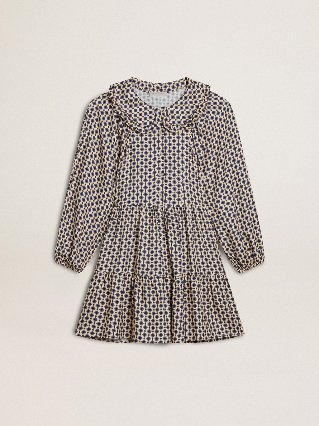 Girls' dress with geometric print and removable collar| Golden Goose