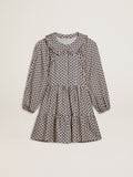 Girls' dress with geometric print and removable collar| Golden Goose