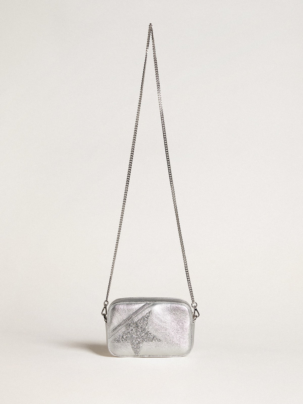 Mini Star Bag in silver metallic leather with Swarovski crystal star| Golden Goose