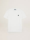 White Star Collection T-shirt with contrasting green star on the front| Golden Goose