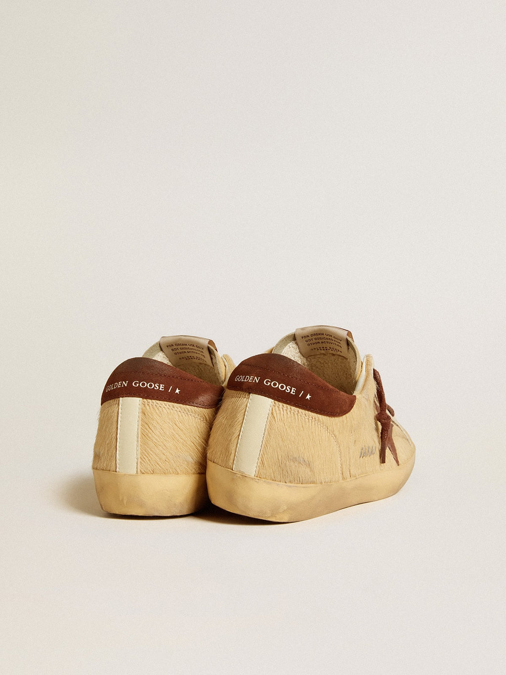 Women's Super-Star in beige pony skin with brown suede star and heel tab| Golden Goose