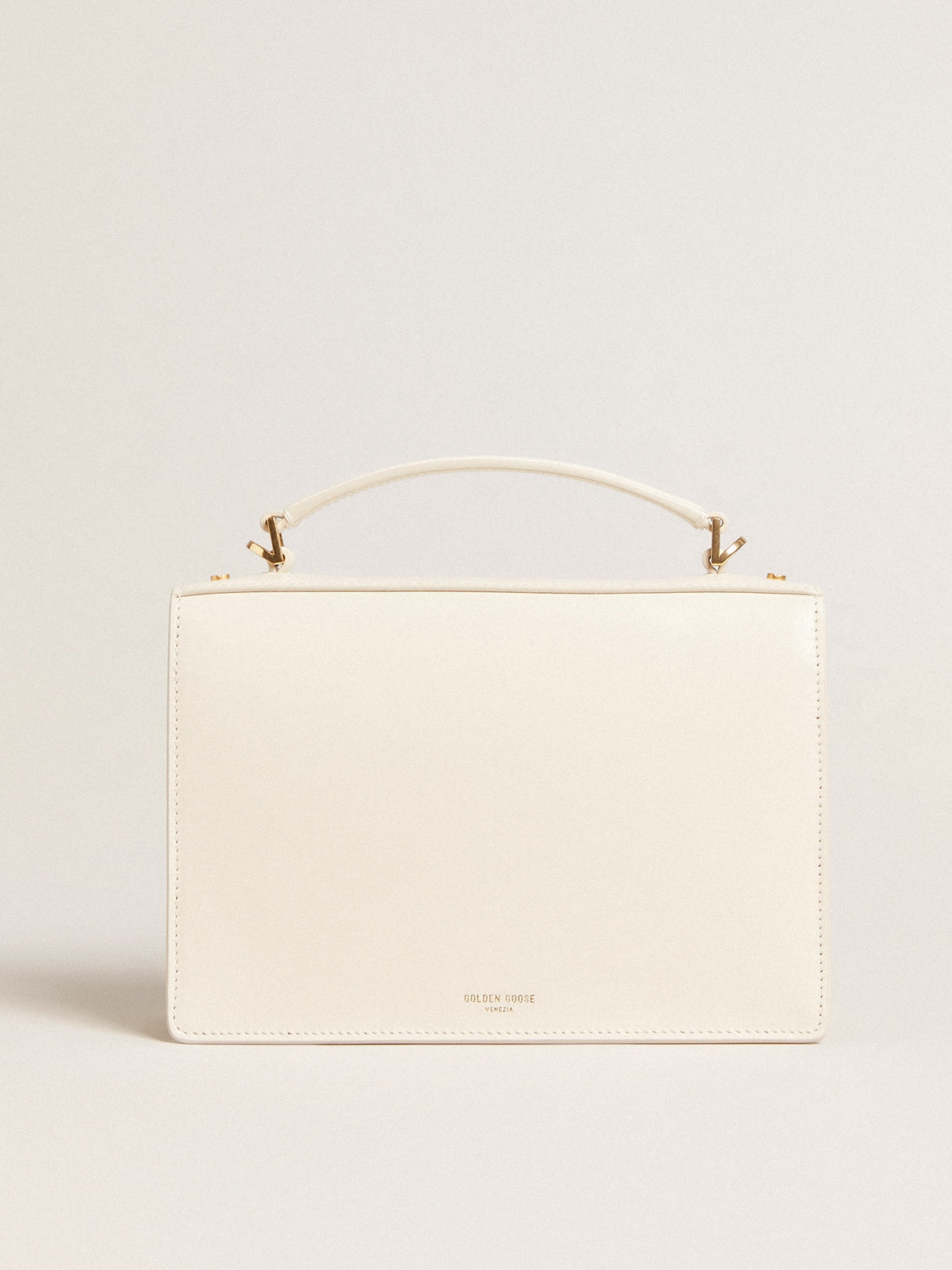Venezia Bag in butter-colored boarded leather with gold details| Golden Goose