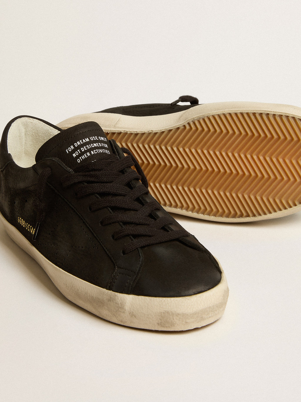 Super-Star in black nubuck with perforated star and black nubuck heel tab| Golden Goose