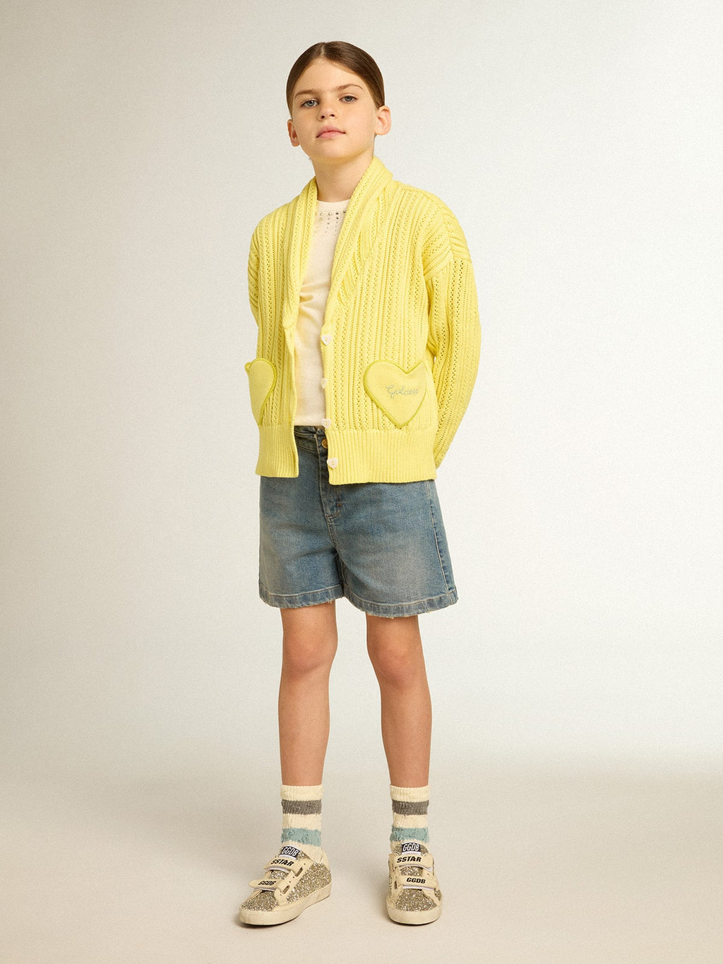 Girls' denim shorts with distressed finish| Golden Goose