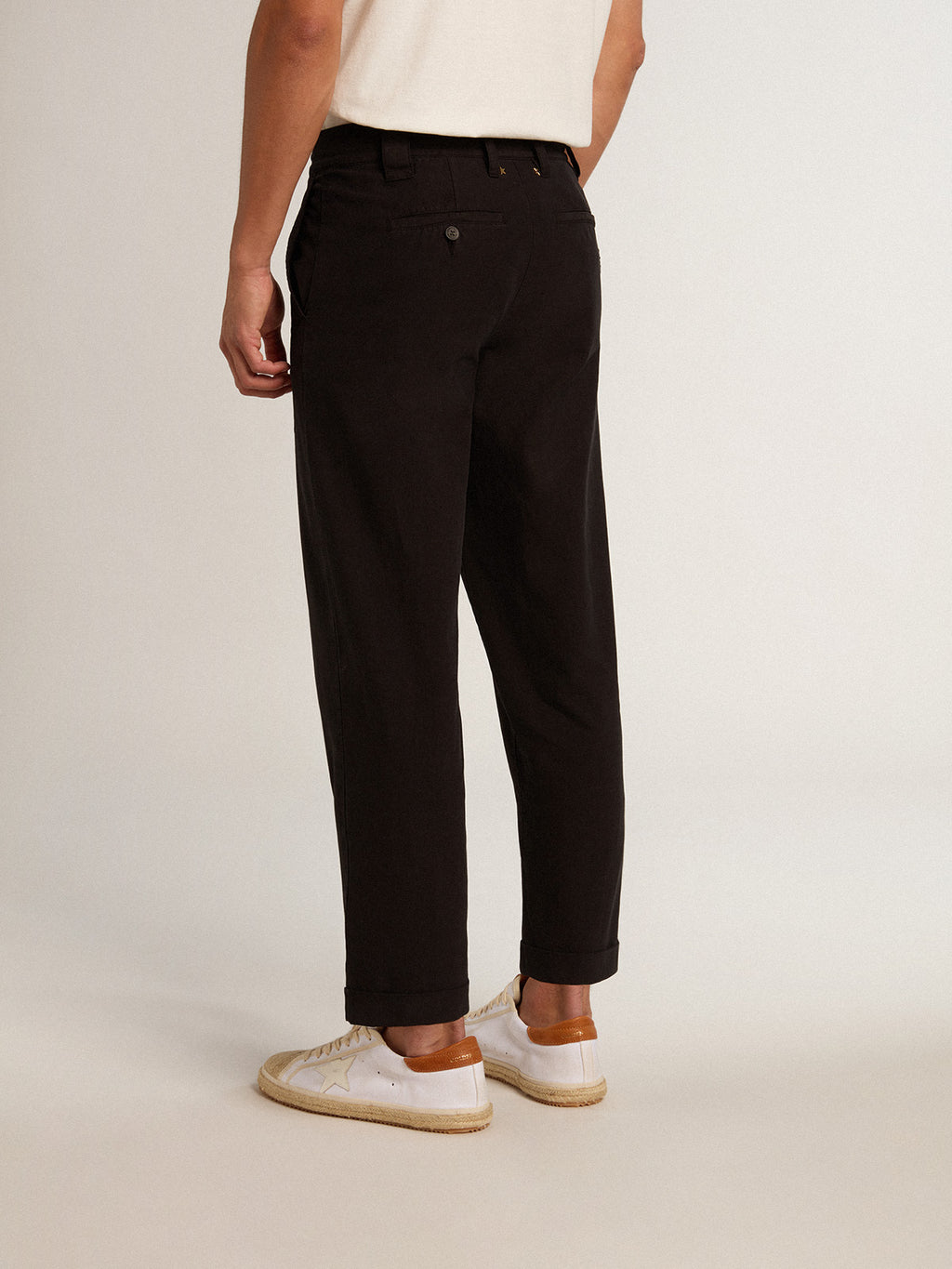 Black cotton gabardine chinos| Golden Goose