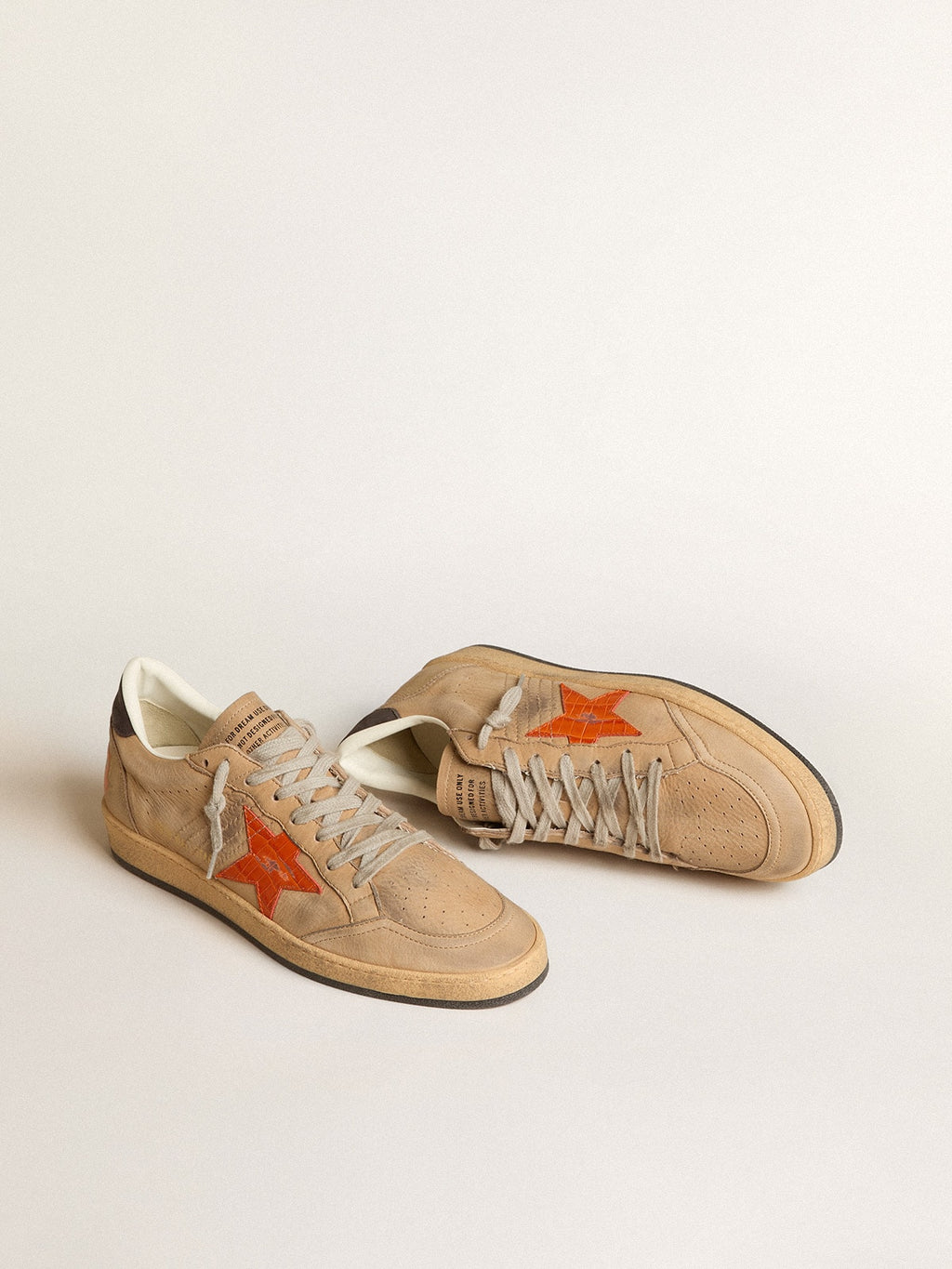 Ball Star in beige nubuck with croc-print leather star and nubuck heel tab| Golden Goose