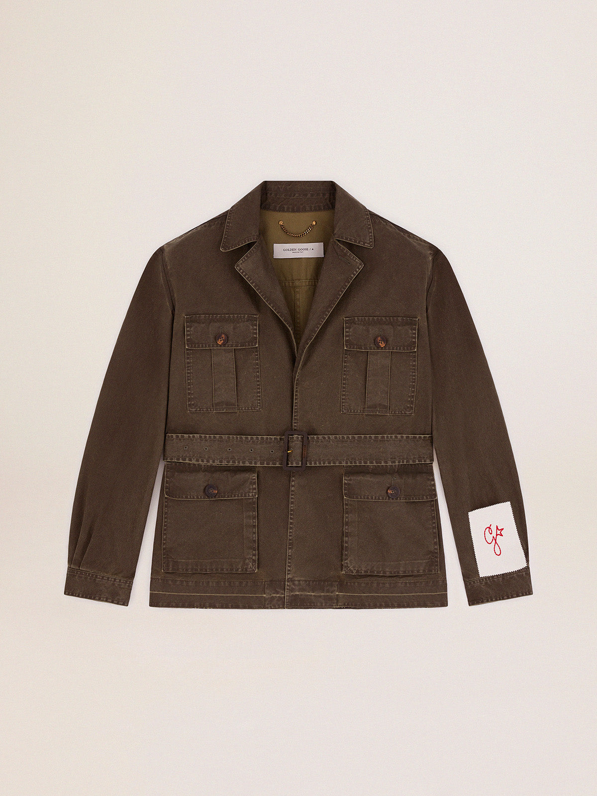 Men's safari jacket in military green canvas| Golden Goose
