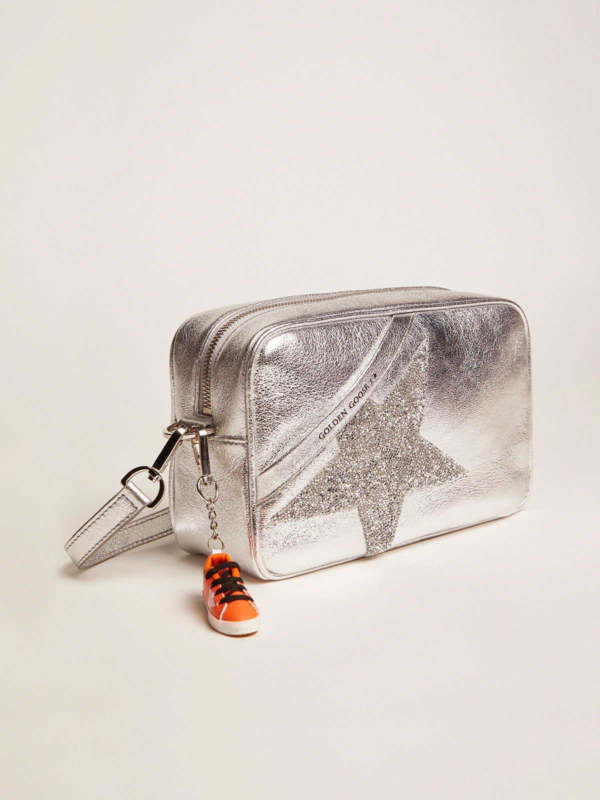 Silver Star Bag made of laminated leather with Swarovski star| Golden Goose