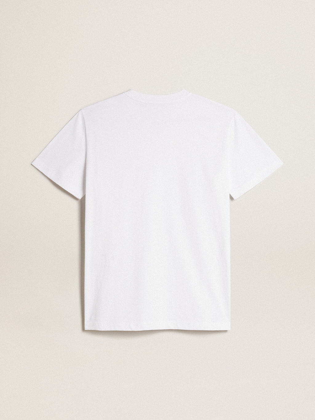 Women's white T-shirt with burgundy star on the front| Golden Goose