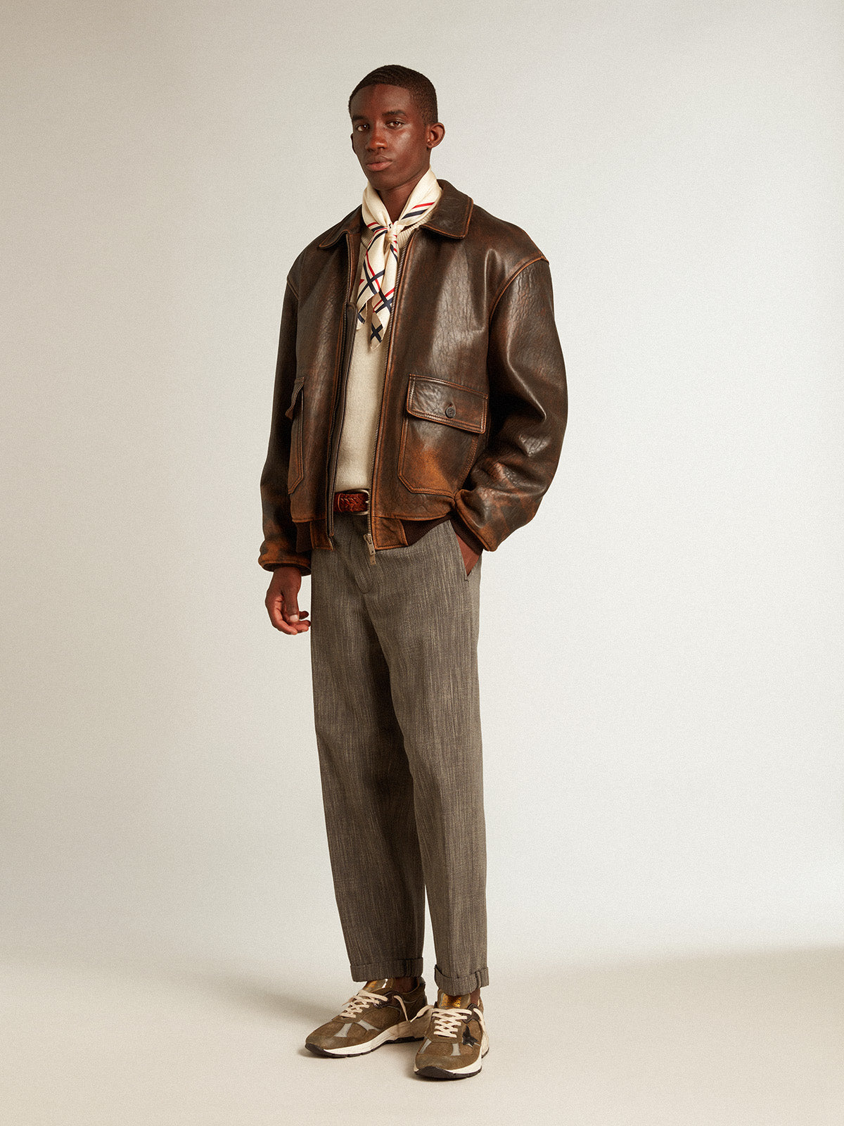 Men's Dad-Star in suede and mesh with black leather star and heel tab| Golden Goose