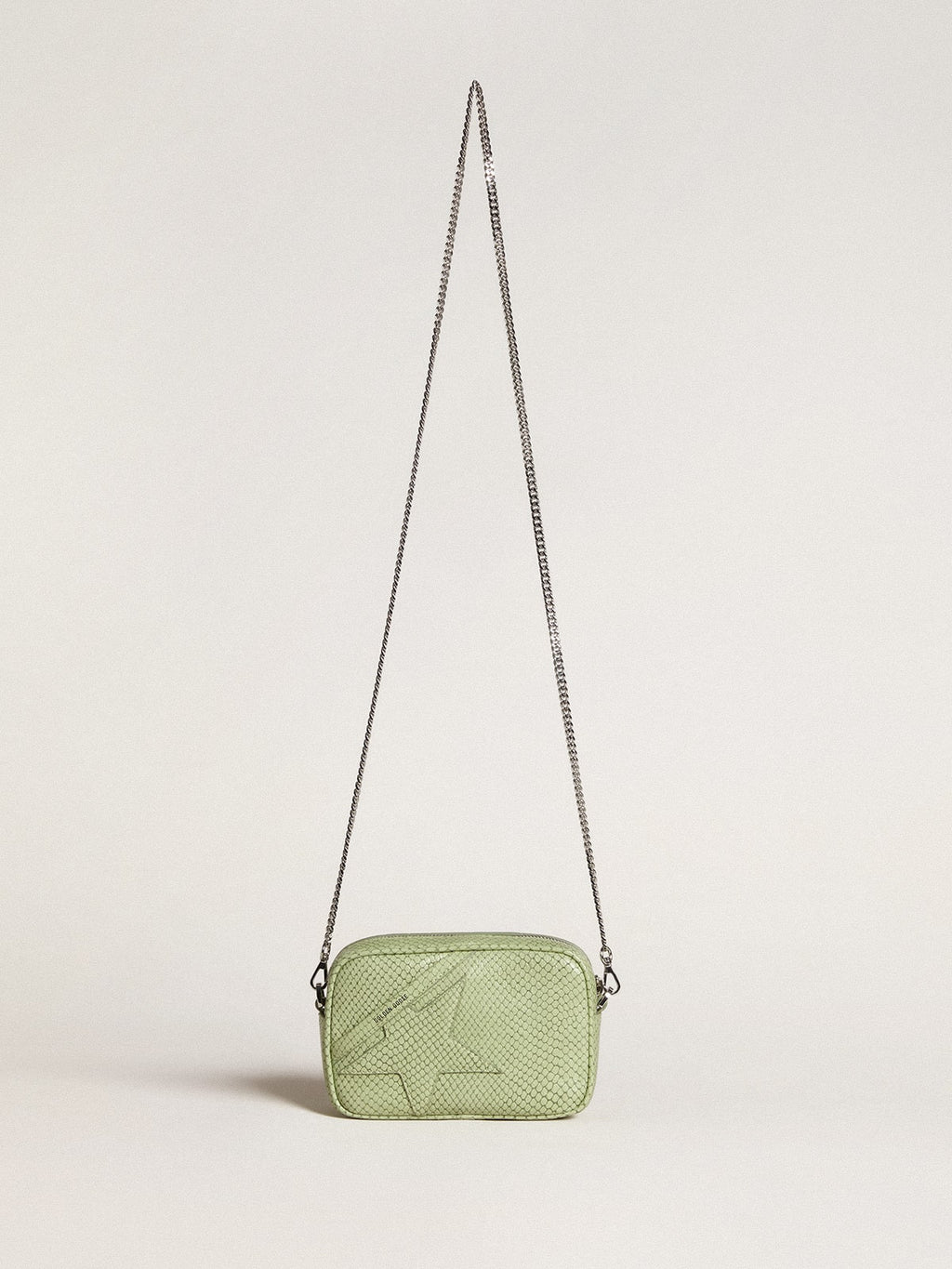 Mini Star Bag in light green snake-print leather| Golden Goose