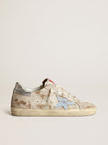 Women's Super-Star with smoky blue leather star and silver heel tab| Golden Goose