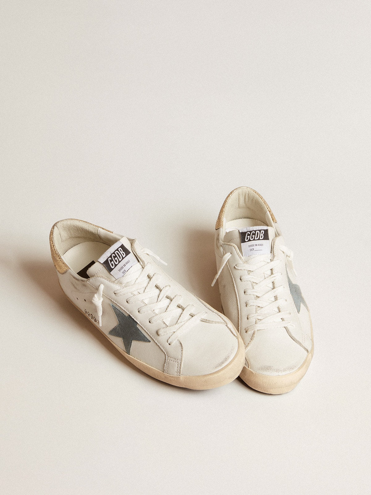 Super-Star with suede star and platinum snake-print leather heel tab| Golden Goose