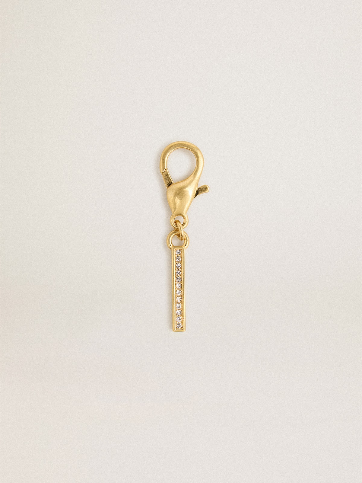 Letter I charm in gold-colored brass with crystals| Golden Goose