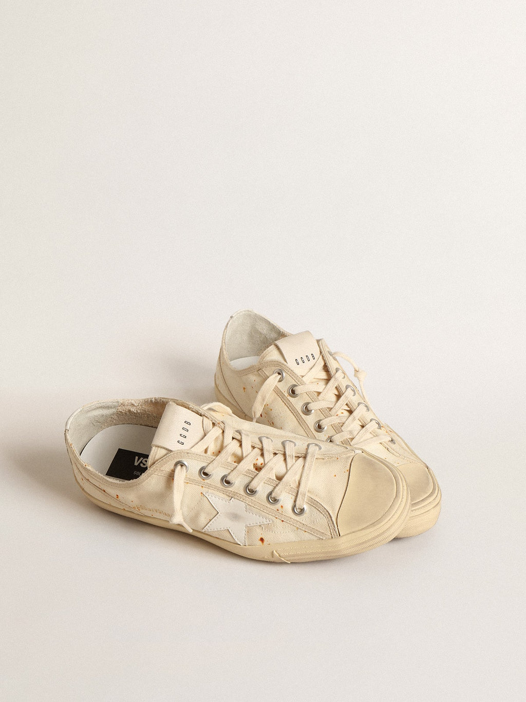 Men's V-Star LAB in canvas with leather star and rust-colored marks| Golden Goose