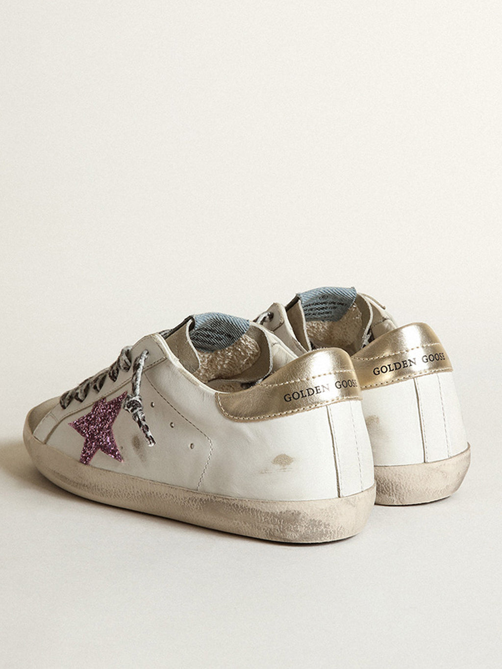 Women's Super-Star with glitter and gold heel tab| Golden Goose
